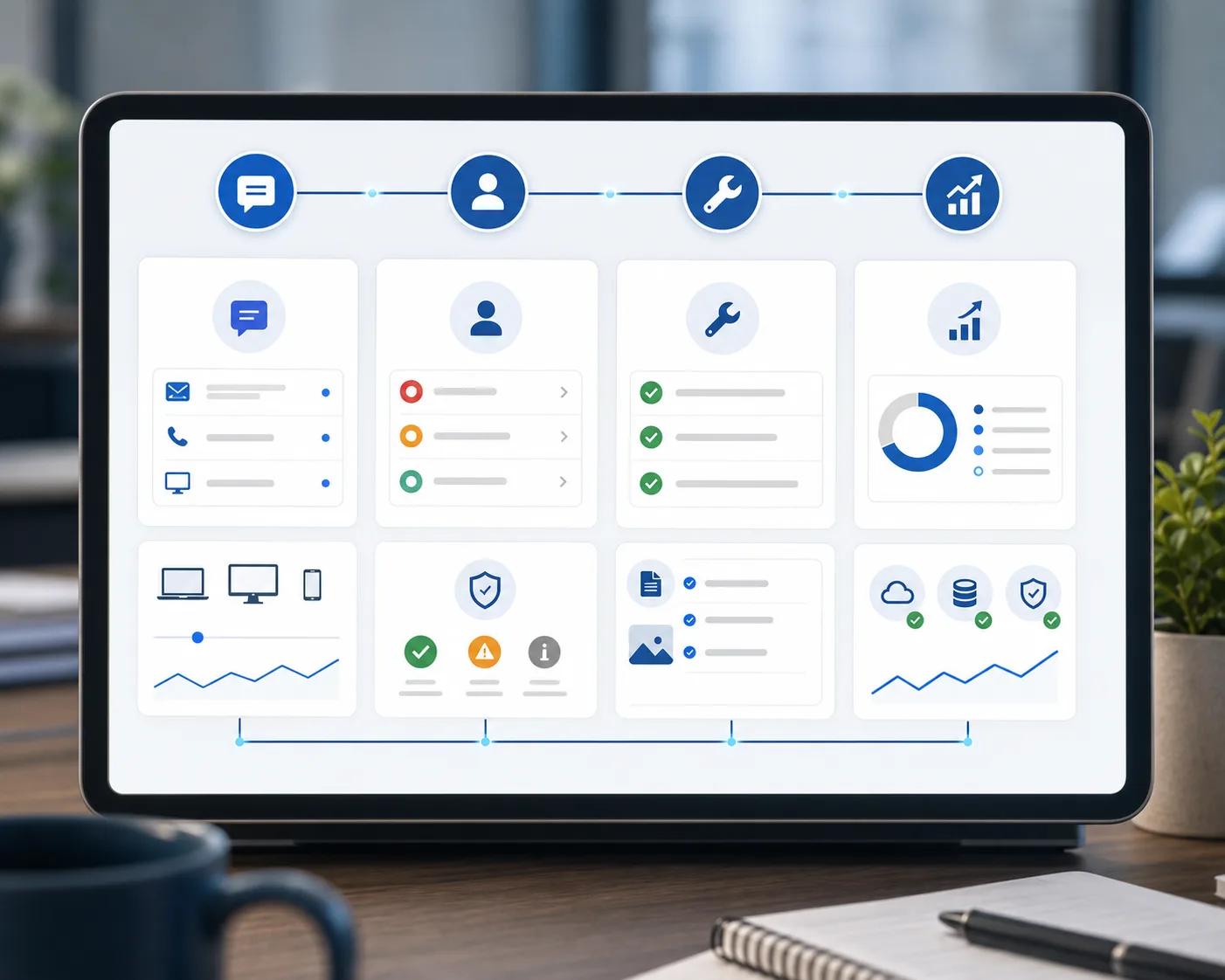 Managed IT support workflow dashboard